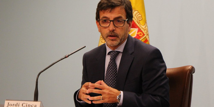 El ministre portaveu, Jordi Cinca, en la roda de premsa posterior al consell de ministres.