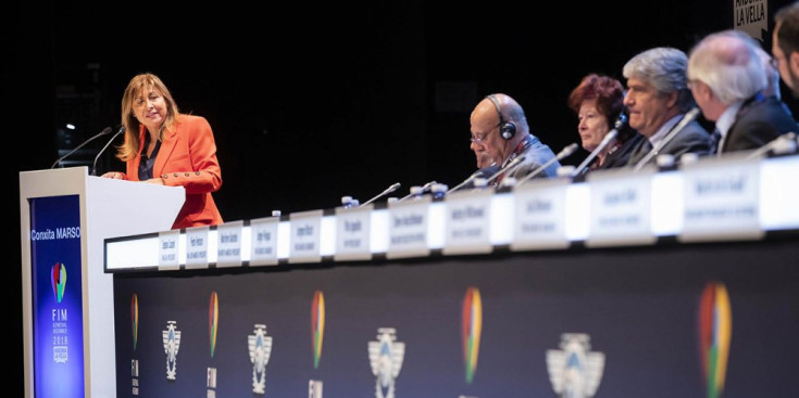 La cònsol major, Conxita Marsol, durant la inauguració l'assemblea de la FIM.