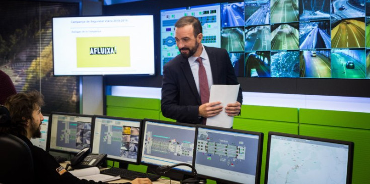 El ministre d’Ordenament Territorial, Jordi Torres, durant la presentació de la campanya, ahir.