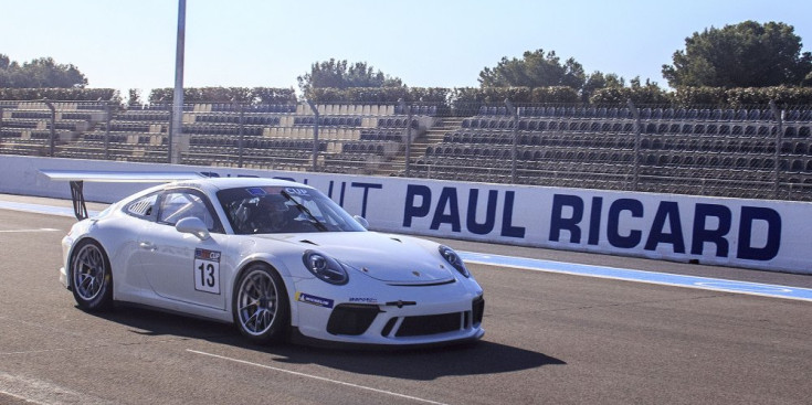Joan Vinyes prova el Porsche GT3 Cup al circuit Paul Ricard, la setmana passada.