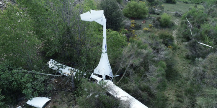 La imatge de l’ultralleuger estavellat contra el terra.