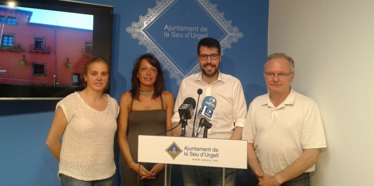 Mireia Font, Anna Vives, Albert Batalla i Jesús Fierro, ahir a la Seu d’Urgell.