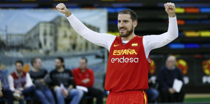 Quino Colom durant un entrenament amb la selecció espanyola.