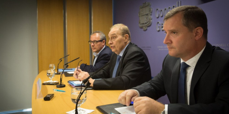 Els consellers generals de terceravia Joan Carles Camp, Josep Pintat i Josep Majoral.