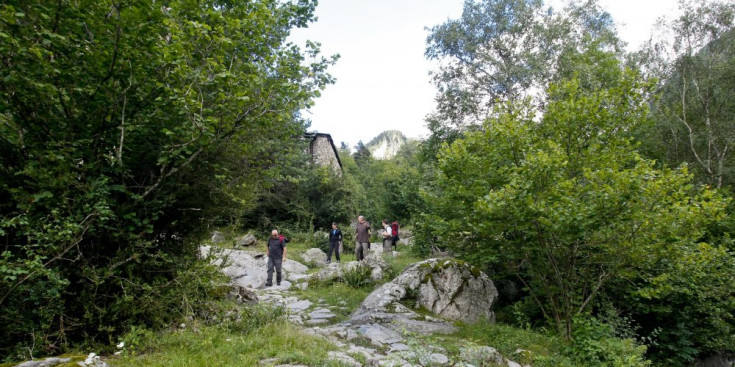 Excursionistes passegen per la vall del Madriu.