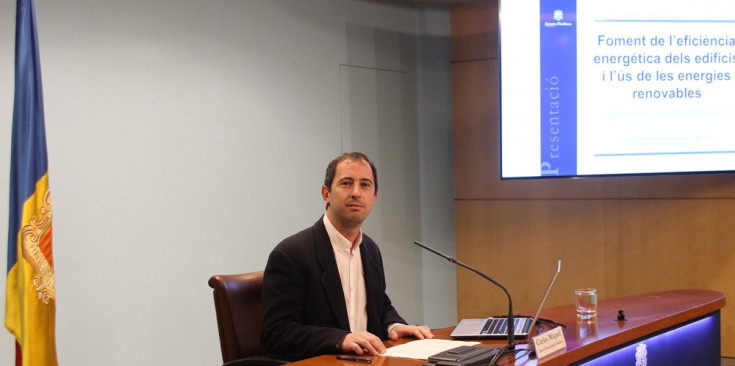 El director de l'Oficina de l'Energia i del Canvi Climàtic, Carles Miquel, en la presentació de la darrera convocatòria del Renova.