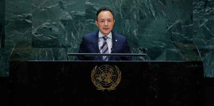 Espot, durant el seu discurs a l’assemblea de l’ONU.
