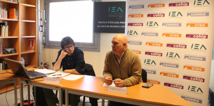 Gerard Pasanau i Albert Villaró en la presentació de l’estudi, ahir.
