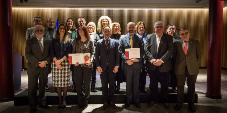 Autoritats i guanyadors en l’entrega de Premis Internacionals Ramon Llull que es va celebrar ahir al matí.