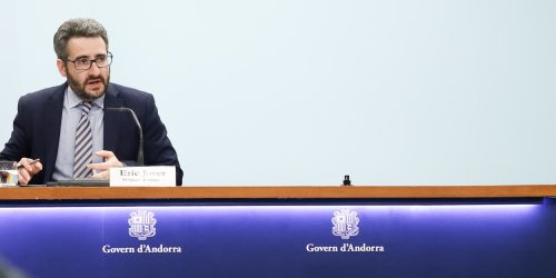 El ministre de Finances i portaveu, Eric Jover, durant la roda de premsa posterior al consell de ministres.