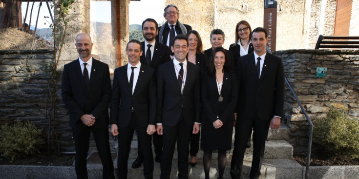 L’equip comunal d’Ordino, amb Josep Àngel Mortés i Eva Choy com a cònsols major i menor.