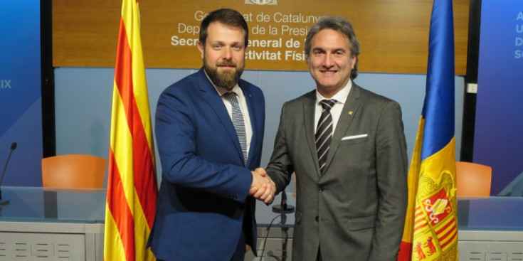 Gerard Figueres i Justo Ruiz durant la trobada d’ahir.