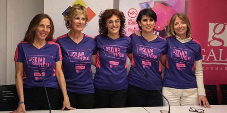 Les organitzadores de la Pal Skimo Femení durant la presentació, ahir.