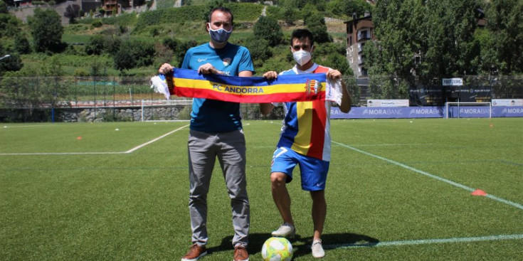 Ferran Vilaseca i David Martín en la presentació del segovià.