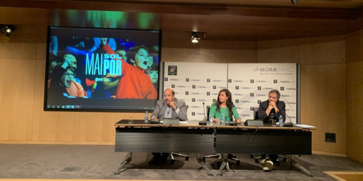 Gorka Aixàs, Adriana Tàpies i Gabriel Fernàndez a la presentació de la campanya de socis 2020/21.