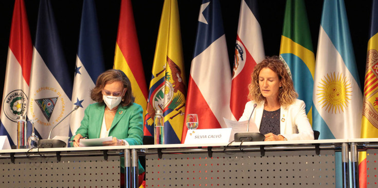 La ministra de Medi Ambient, Agricultura i Sostenibilitat, Sílvia Calvó, durant la seva intervenció a la X Conferència Iberoamericana de ministres de Medi Ambient.