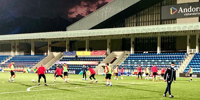 Entrenament de la selecció a l'Estadi Nacional