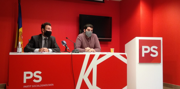 Gerard Alís i Pere Baró durant la roda de premsa d’ahir a la tarda.