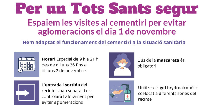 Cartell informatiu del comú d'Encamp pel dia de Tots Sants.