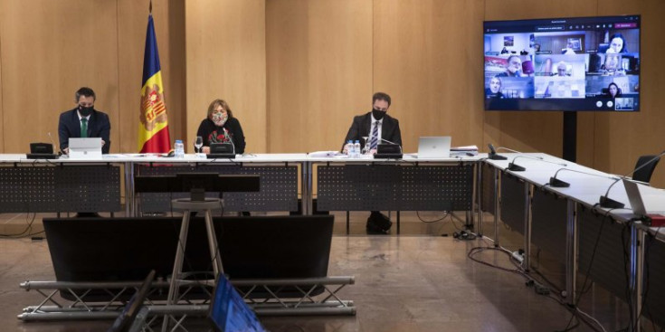 La reunió de cònsols celebrada ahir de manera telemàtica al Centre de Congressos d’Andorra la Vella.