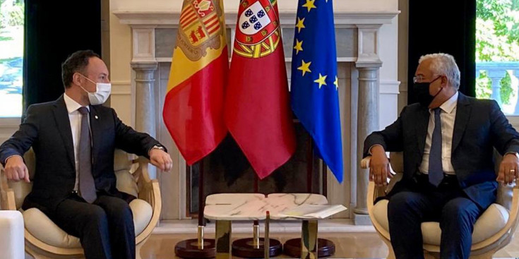 Xavier Espot i António Costa durant la reunió a Lisboa.