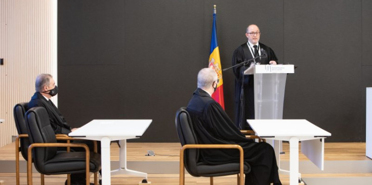 El fiscal general, Alfons Alberca, durant l’obertura de l’any judicial, ahir.