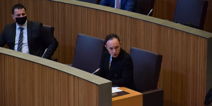 El cap de Govern, Xavier Espot, durant la sessió de Consell General d’ahir.