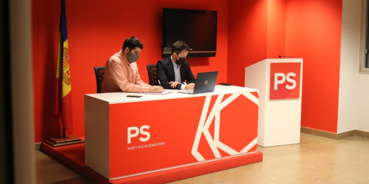 Pere Baró i Pere López durant la roda de premsa de balanç de l’any 2020 d’ahir.