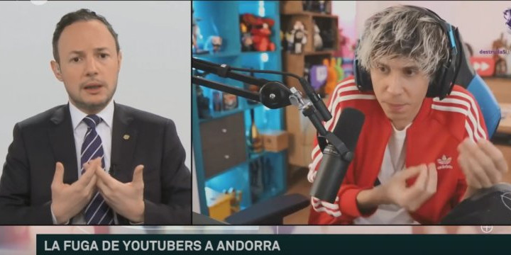 Xavier Espot i el ‘youtuber’ El Rubius en una imatge de l’entrevista a ‘Els Matins’ de TV3.
