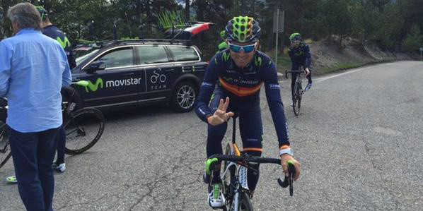 Valverde, a punt per fer reconeixement de l'etapa andorrana de la Vuelta, ahir durant el dia de descans.