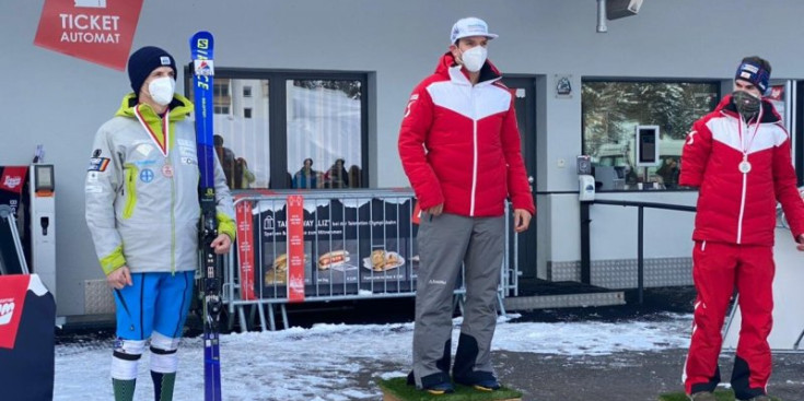 Roger Puig al podi del Nacionals d’Àustria de descens.