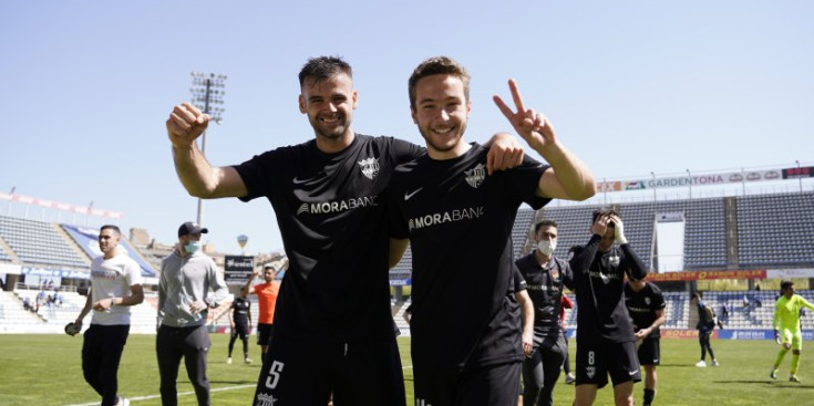 Jugadors de l’FC Andorra al acabar el partit.