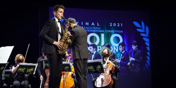 El guanyador de l’edició del 2021 de l’Andorra Sax Fest, Mikhail Kazakov.