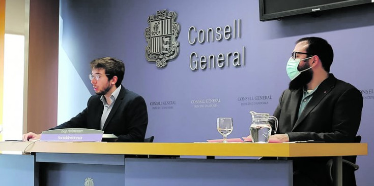 Els consellers generals socialdemòcrates Roger Padreny i Carles Sánchez.
