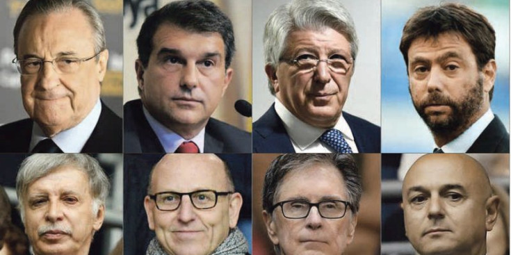 Els 12 presidents dels clubs fundadors de la Superlliga Europea.