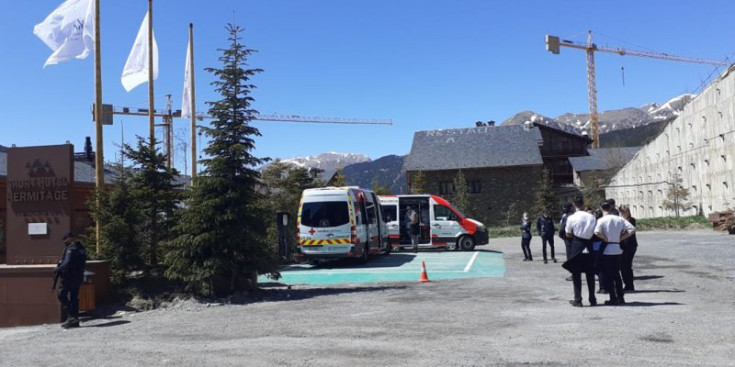 La unitat medicalitzada avançada de la Creu Roja a Soldeu, on es va celebrar la Cimera.