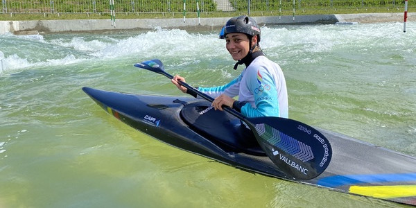 Doria durant els entrenaments al canal d’aigües braves de París.