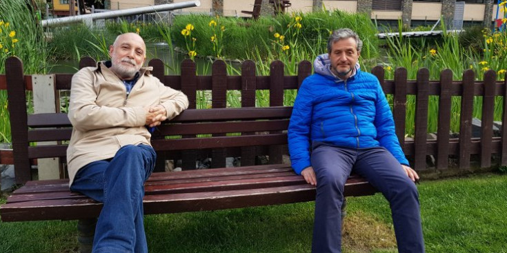 Guillem Fornieles i Cristian Asensio, ahir al Parc Central d’Andorra la Vella.