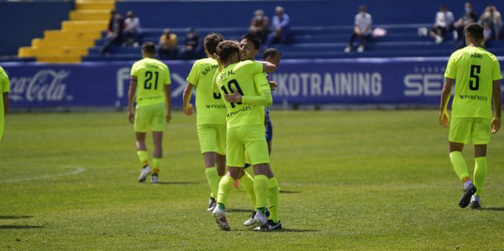 Riverola celebra el seu gol contra el CD Alcoyano.