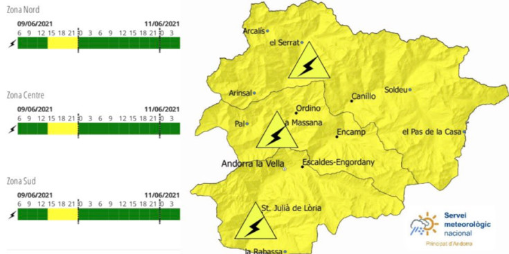 Activat l'avís groc per tempestes aquest dimecres a la tarda.