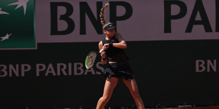 Jiménez en un partit al Roland Garros júnior.