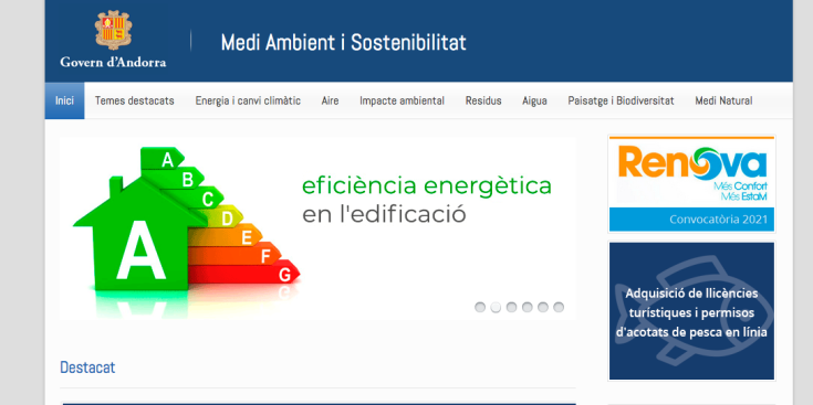 La plana web de Medi Ambient.