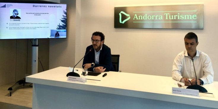 El gerent d’Andorra Turisme, Betim Budzaku, i el director de Producte i Nous Projectes d’Andorra Turisme, Enric Torres.