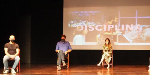 Juanma Casero,Guillem Forné, Silvia Rivai i Ester Nadal durant la presentació de Jocand.