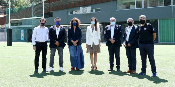 Riva amb els representants de la FFR i de la Lliga d’Occitània de rugbi.