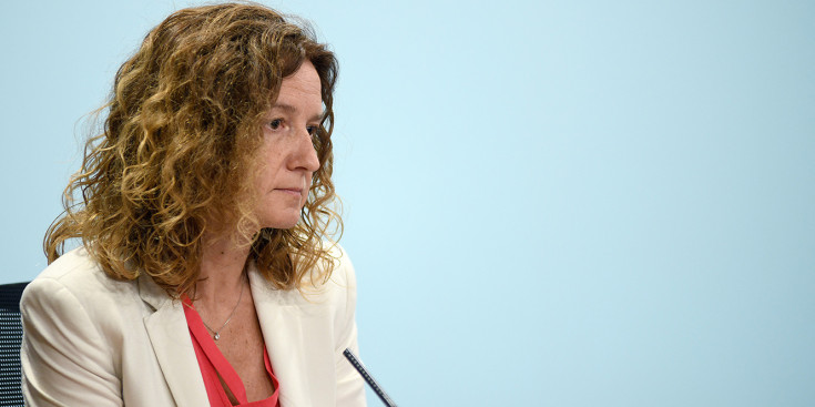 La ministra de Medi Ambient, Agricultura i Sostenibilitat, Sílvia Calvó, durant una roda de premsa.
