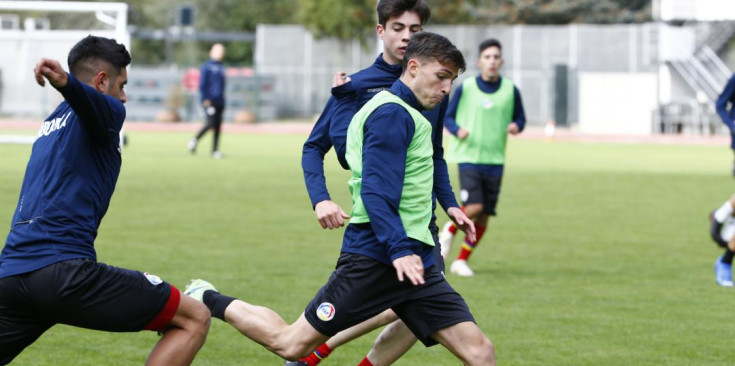 La selecció sub-21 en un entrenament previ al duel davant Albània.