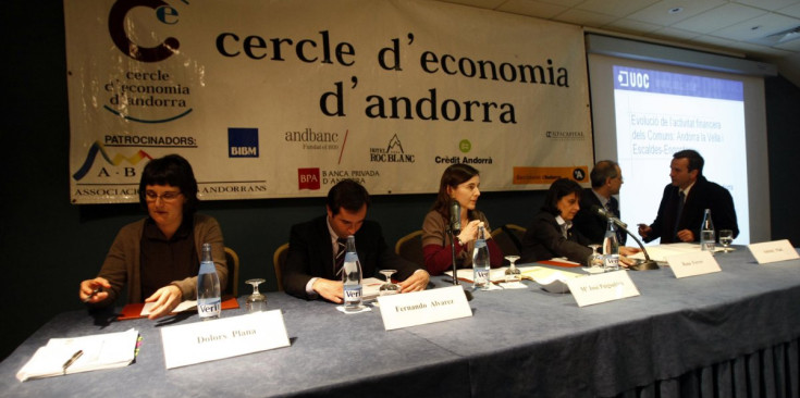 Membres del Cercle d’Economia d’Andorra, en una intervenció de l’associació.