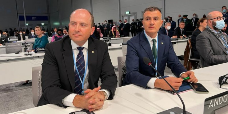 Els membres de la delegació andorrana a la COP26, Carles Jordana i Marc Rossell.