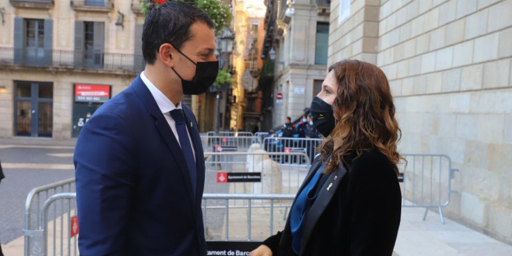 Un moment de la trobada entre Jordi Gallardo i Laura Vilagrà.